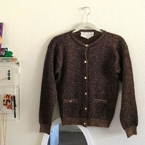 Vintage Adrienne Vittadini Gold Threaded Jacket size Small